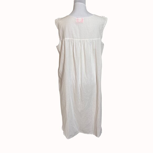 Just For Women White Nightgown Size 1X Pink Polka Dots VTG Lace Trim Sleeveless - Picture 15 of 15